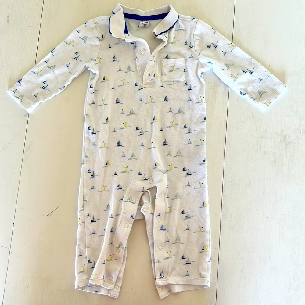 Janie and Jack nautical print coverall